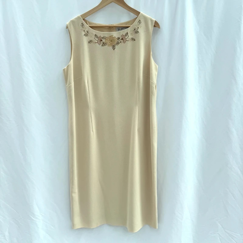 Vintage Jacques Vert AW02 Cream Embroidered Beaded Dress UK18 Occasion 2002