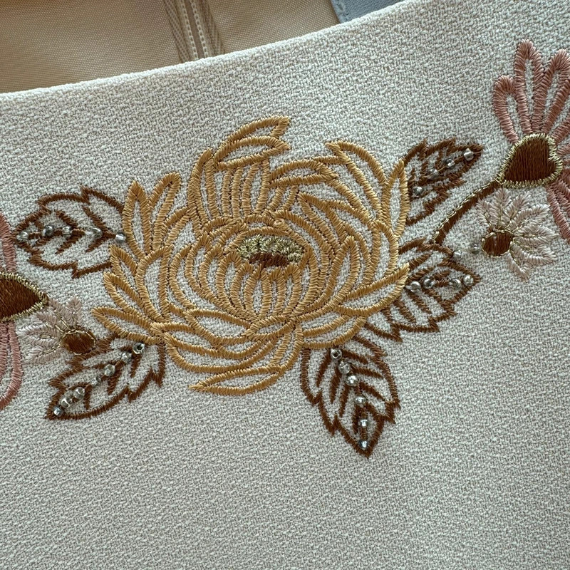 Vintage Jacques Vert AW02 Cream Embroidered Beaded Dress UK18 Occasion 2002 - Image 3