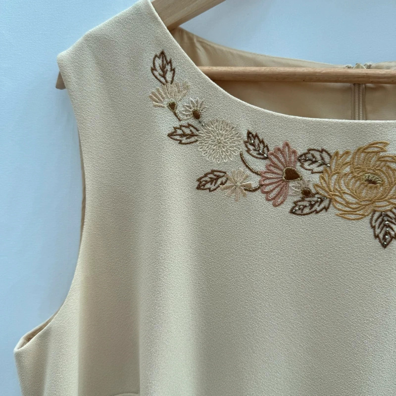 Vintage Jacques Vert AW02 Cream Embroidered Beaded Dress UK18 Occasion 2002 - Image 4