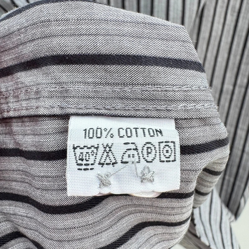 Lakeland Grey Black Stripe Shirt Size L 100% Cotton Long Sleeve Smart Casual - Image 6