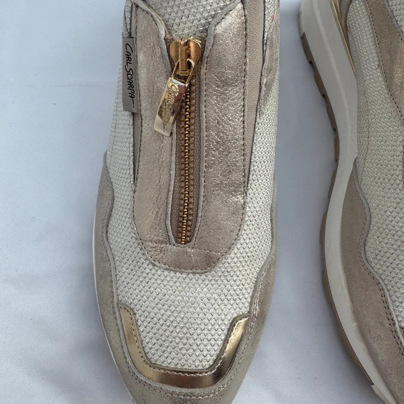 Carl Scarpa Champagne Gold Wedge Trainers Front Zip Lightweight Fabric EU 39 / UK 6 - Image 2