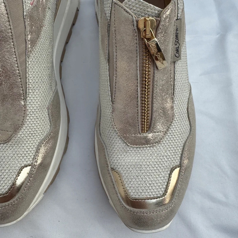Carl Scarpa Champagne Gold Wedge Trainers Front Zip Lightweight Fabric EU 39 / UK 6 - Image 3