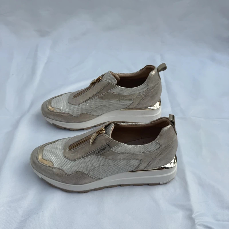 Carl Scarpa Champagne Gold Wedge Trainers Front Zip Lightweight Fabric EU 39 / UK 6 - Image 5