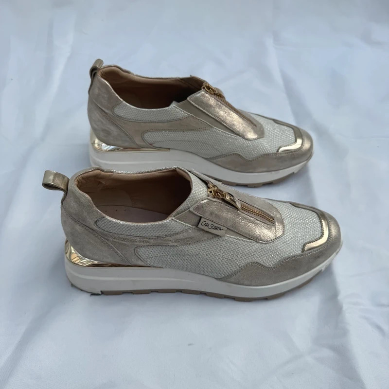 Carl Scarpa Champagne Gold Wedge Trainers Front Zip Lightweight Fabric EU 39 / UK 6 - Image 7