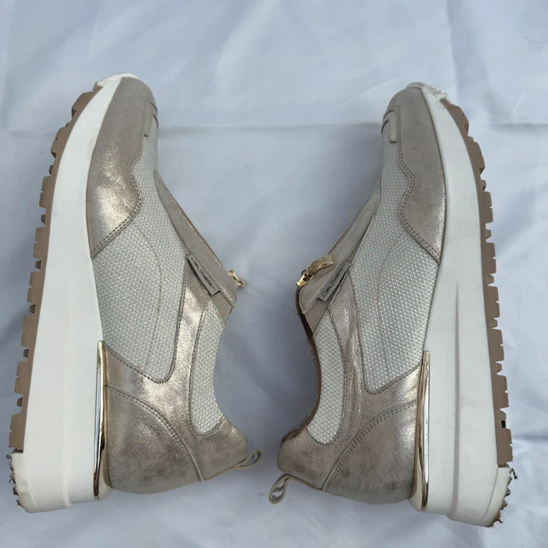 Carl Scarpa Champagne Gold Wedge Trainers Front Zip Lightweight Fabric EU 39 / UK 6 - Image 12