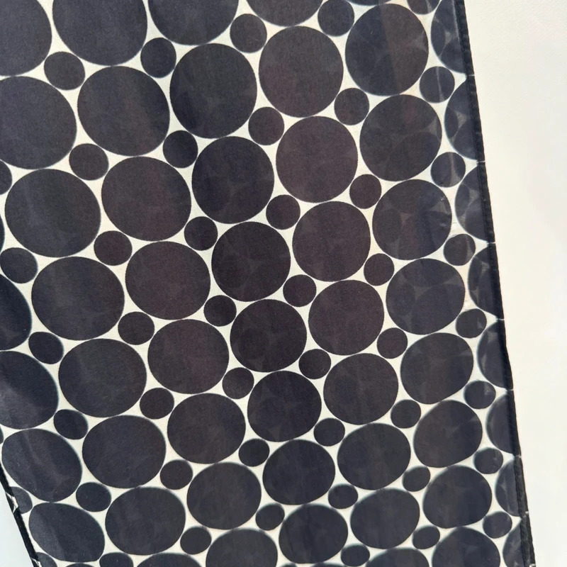 Black Cream Polka Dot Skinny Scarf Retro Geometric Spot Print 63" Long - Image 2
