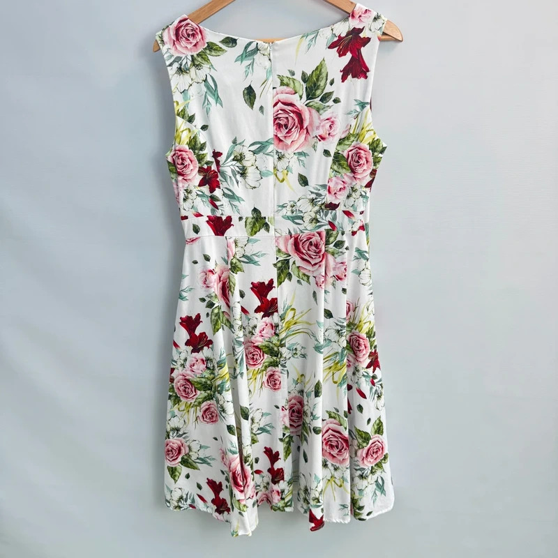 Hearts & Roses London Carole Floral Swing Dress Retro 50s Sweetheart Neck UK 14 RRP £75 - Image 2