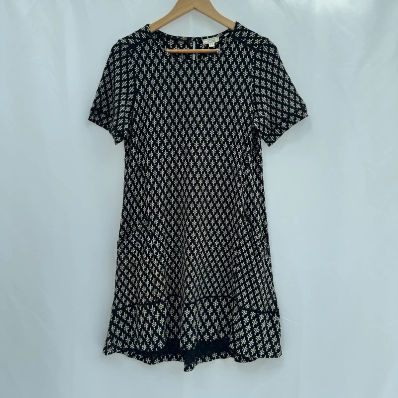 FatFace Black Cream Ditsy Floral Jersey Dress UK 10 Pockets Fit & Flare