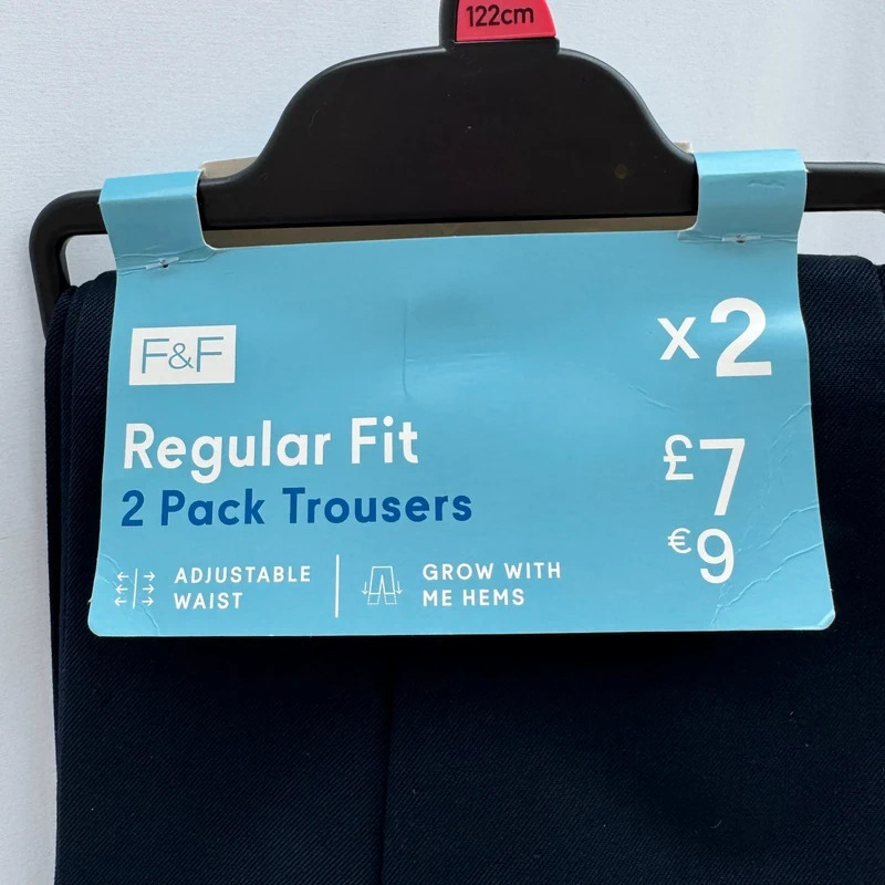 F&F Tesco Navy School Trousers Age 6-7 / 2 Pack BNWT Adjustable Waist - Image 2