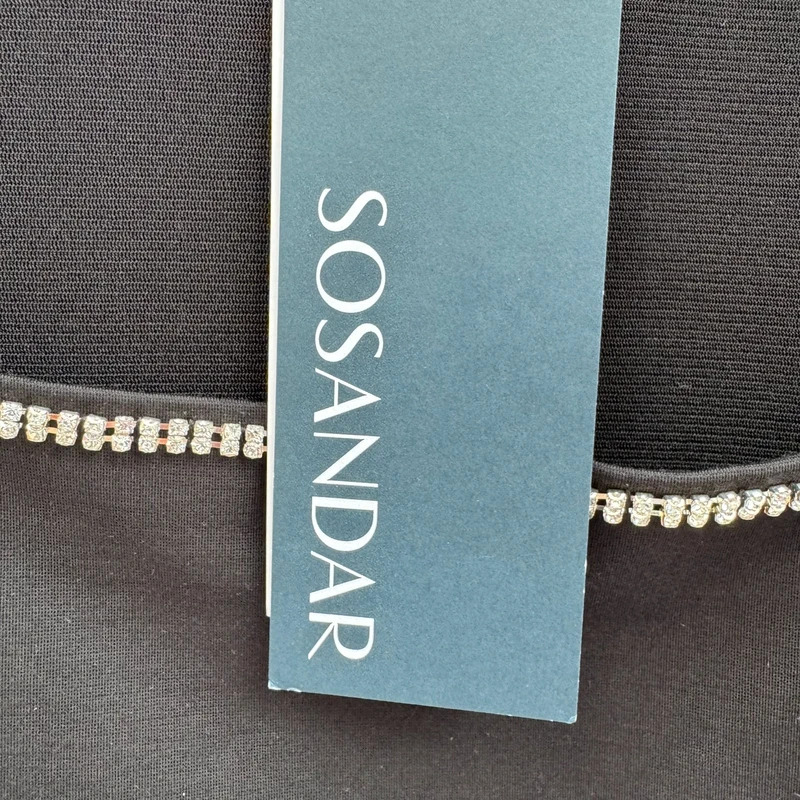 Sosandar Black Diamanté Square Neck Long Sleeve Top UK 12 BNWT - Image 5