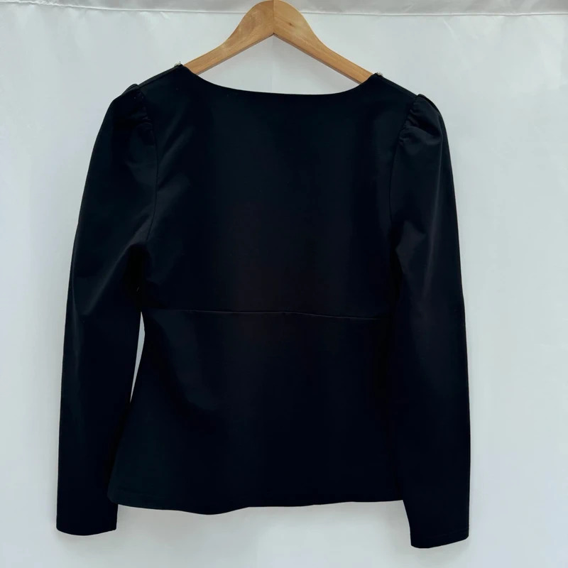 Sosandar Black Diamanté Square Neck Long Sleeve Top UK 12 BNWT - Image 10