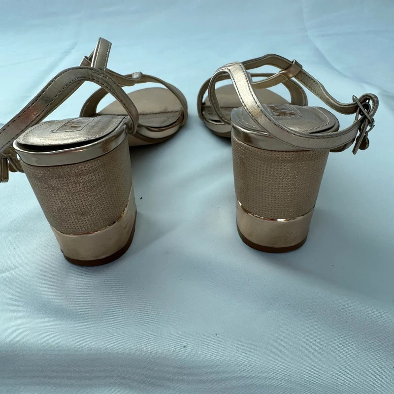 Xti Tentations Gold Metallic Block Heel Sandals UK 6 EU39 Wedding Occasion - Image 7