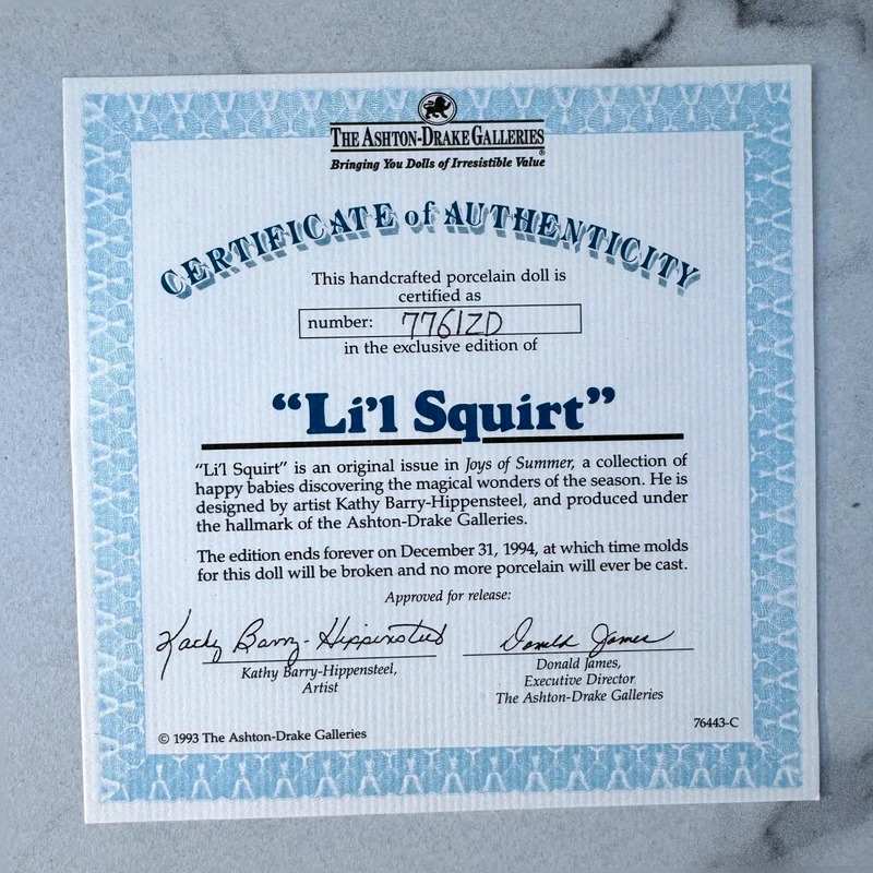 Ashton-Drake Li'l Squirt Doll Box COA Barry-Hippensteel Kathy 1993 Vintage - Image 8