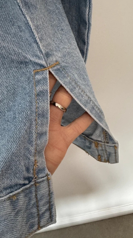 Kensie Jeans Vintage Luxe Oversized Denim Jacket Blue 100% Cotton Size L - Image 6