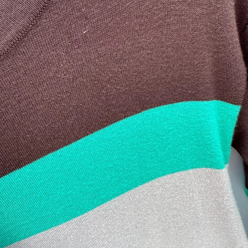 Phase Eight Colour Block Knit Dress UK 8 Brown Cream Turquoise 3/4 Sleeve NWT - Image 5