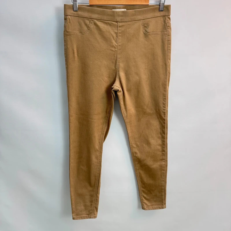 M&S Jeggings Dark Camel UK 14 Short Stretch Pull On Skinny Trousers