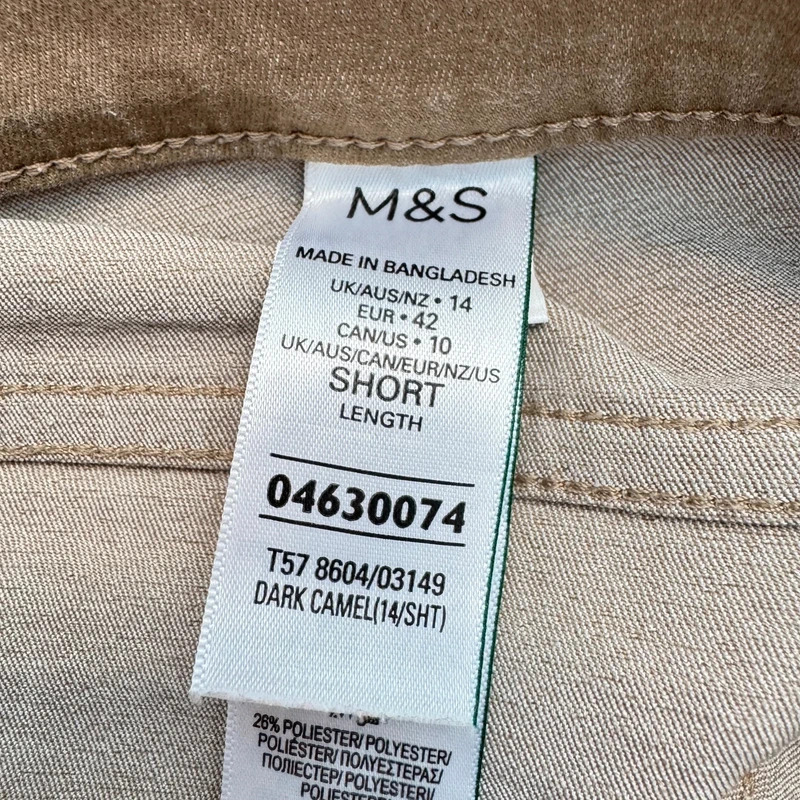 M&S Jeggings Dark Camel UK 14 Short Stretch Pull On Skinny Trousers - Image 5