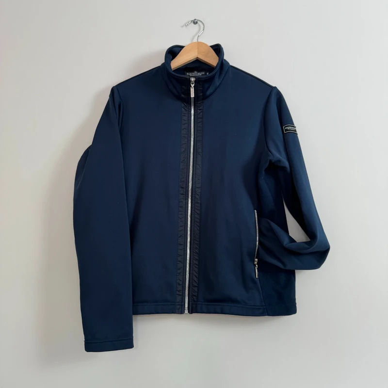 Equestrian Stockholm XL Navy Zip Up Jacket Recycled Fabric Equestrian