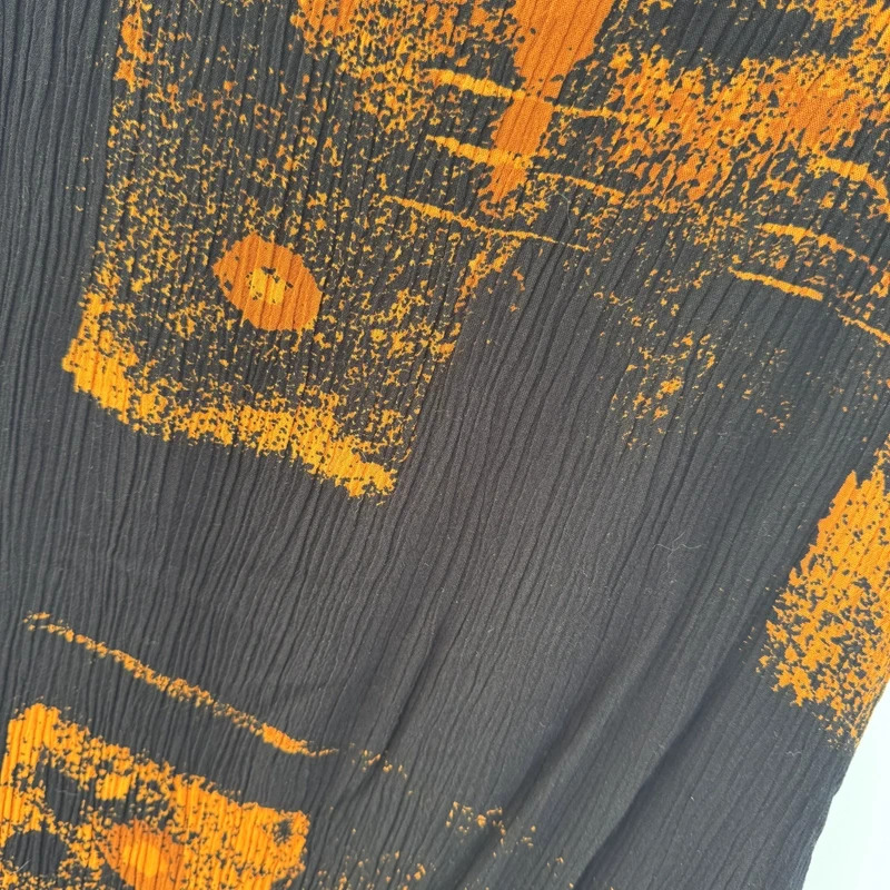 Ikat Black Rust Abstract Print Maxi Dress 100% Viscose Handmade UK 10-12 - Image 2
