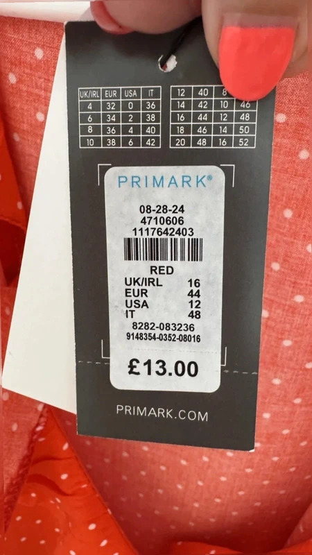 Primark Red White Polkadot Wrap Frill Midi Dress BNWT UK16 Tea Dress - Image 7