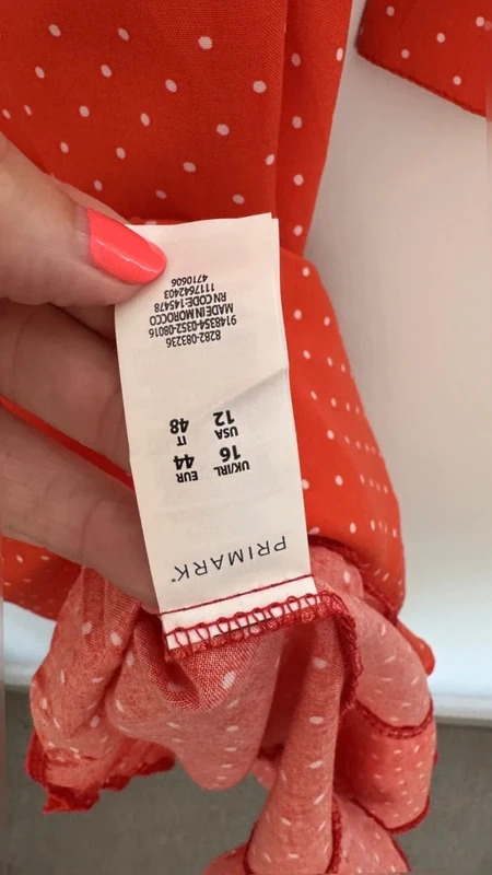 Primark Red White Polkadot Wrap Frill Midi Dress BNWT UK16 Tea Dress - Image 8