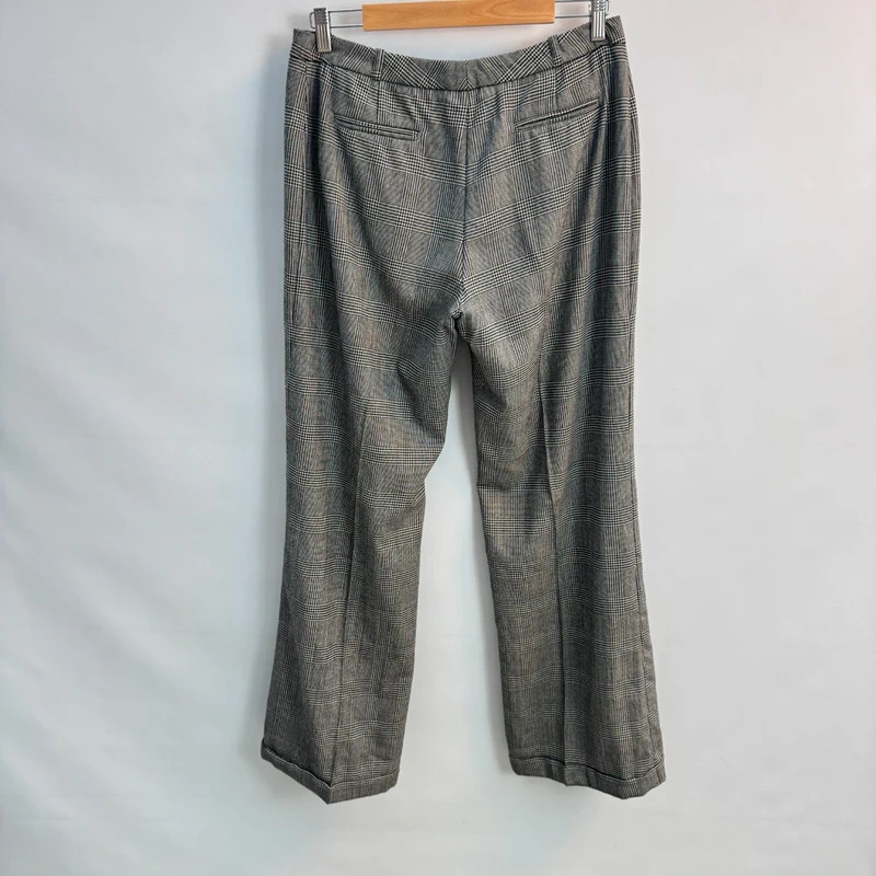 Hobbs Wool Blend Prince of Wales Check Trousers UK 12 Grey Black Wide Leg - Image 2