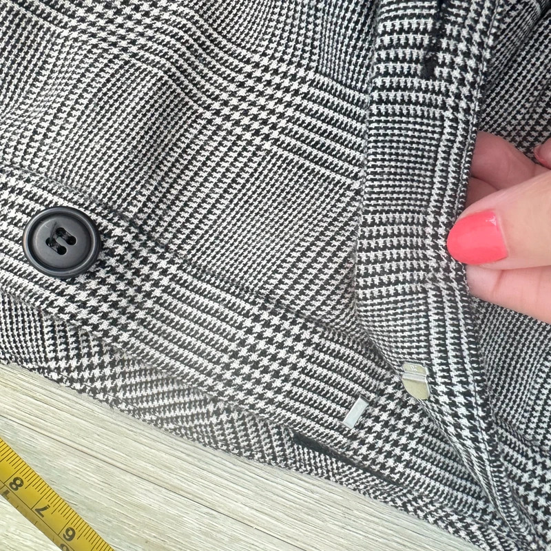 Hobbs Wool Blend Prince of Wales Check Trousers UK 12 Grey Black Wide Leg - Image 6