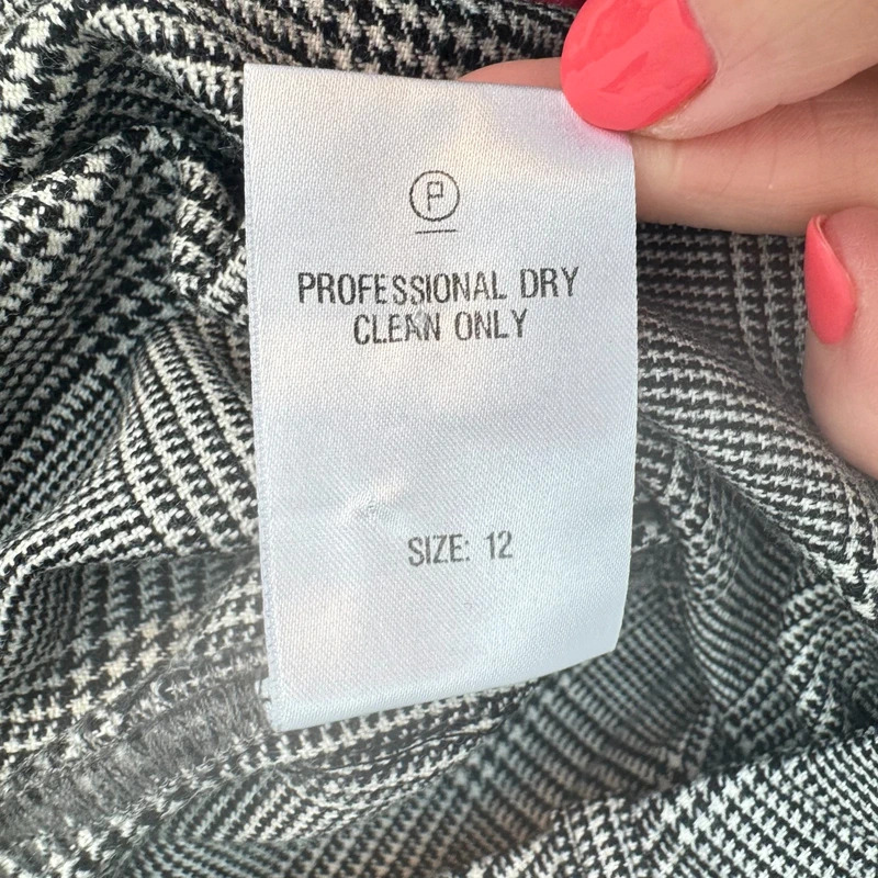 Hobbs Wool Blend Prince of Wales Check Trousers UK 12 Grey Black Wide Leg - Image 8