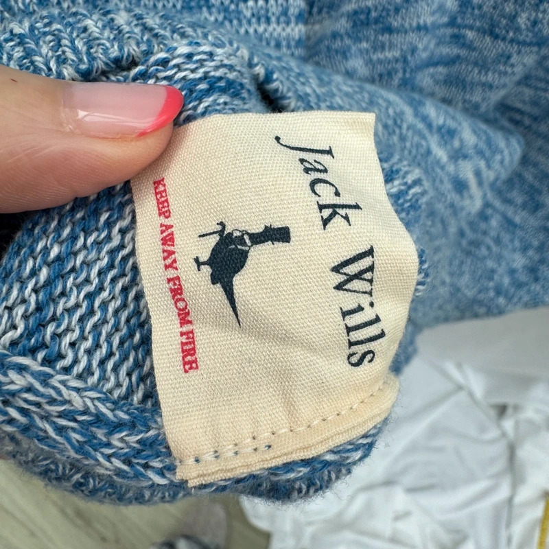 Jack Wills Blue Marl Knit Dress UK 12 Crew Neck Long Sleeve Cotton Sweater Dress - Image 7