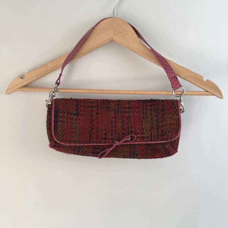 Dune Multicolour Woven Tweed Shoulder Bag – Detachable Snakeskin Strap – Clutch Option