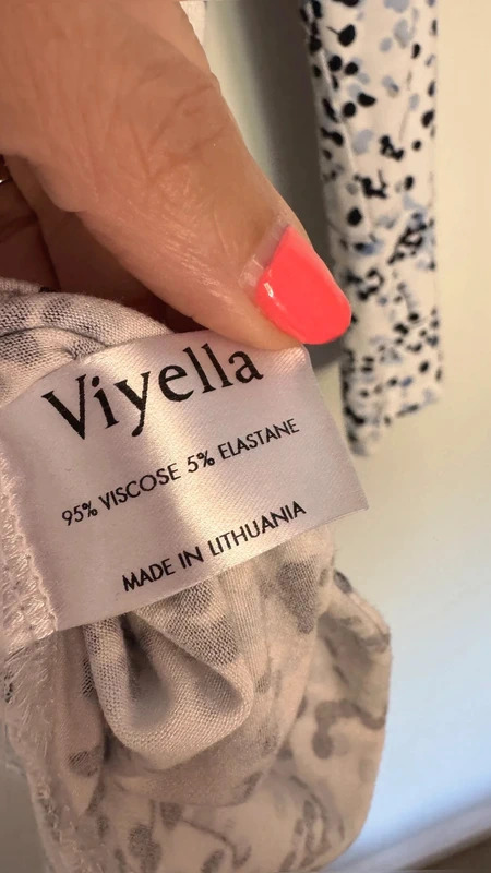 Viyella Floral Print cowl Neck Top White Blue Stretch Jersey UK 8 Small 3/4 - Image 5