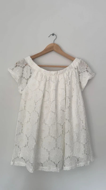 Peacocks Ivory Floral Lace Bardot Off Shoulder Boho Festival Top UK 12