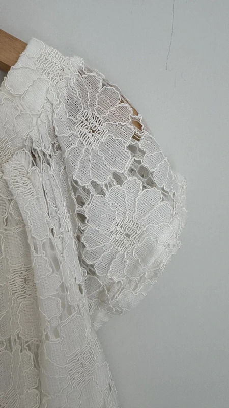 Peacocks Ivory Floral Lace Bardot Off Shoulder Boho Festival Top UK 12 - Image 2