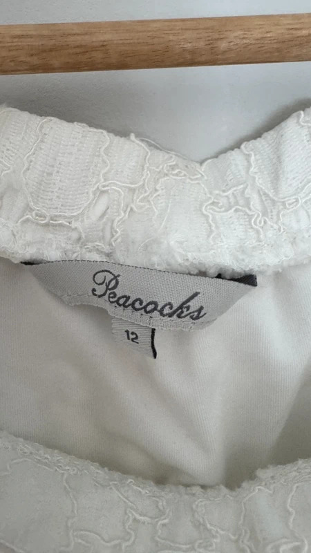 Peacocks Ivory Floral Lace Bardot Off Shoulder Boho Festival Top UK 12 - Image 4