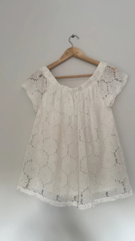 Peacocks Ivory Floral Lace Bardot Off Shoulder Boho Festival Top UK 12 - Image 5