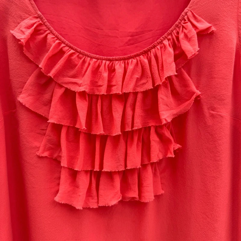Boden 100% Silk Coral Ruffle Bib Sleeveless Top UK 12 Fully Lined - Image 2