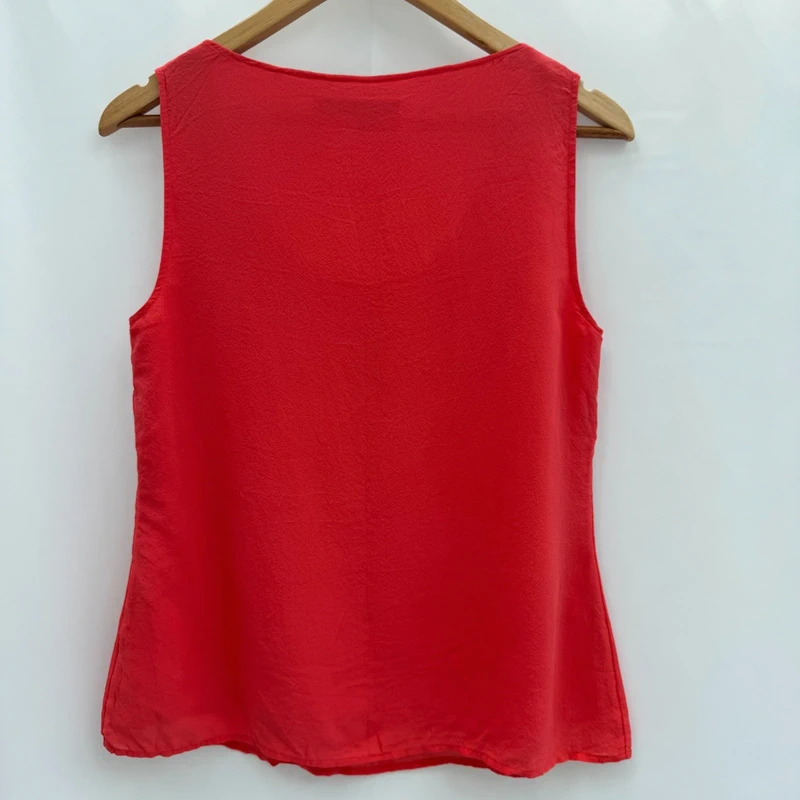 Boden 100% Silk Coral Ruffle Bib Sleeveless Top UK 12 Fully Lined - Image 7