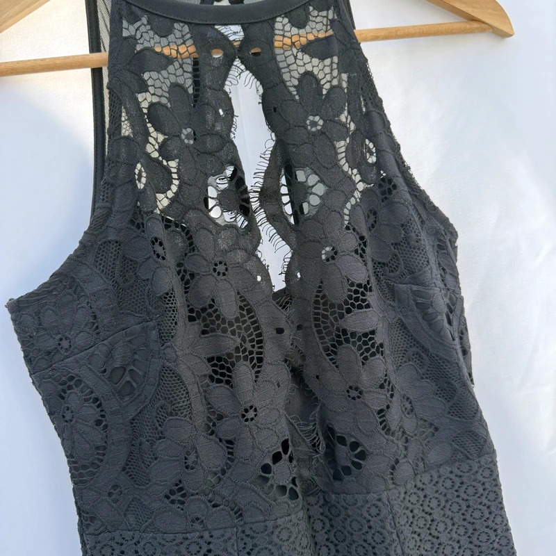 Lipsy London Black Lace Halter Neck Bodycon Dress Size UK 10 EU 38 - Image 2