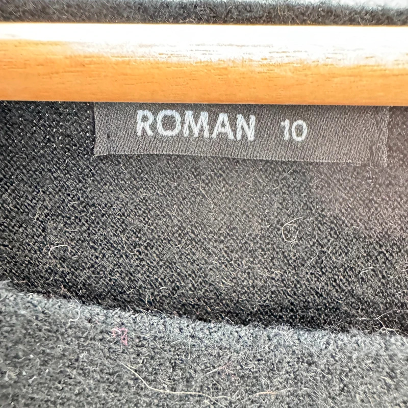 Roman Black Jumper UK 10 Silver Blue Star Embellished Batwing Slouchy Knit Sweater - Image 3