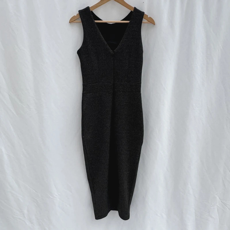 Next Tall Black Glitter Midi Dress UK 8 Sleeveless Cutout Back BNWT rrp £30 - Image 9