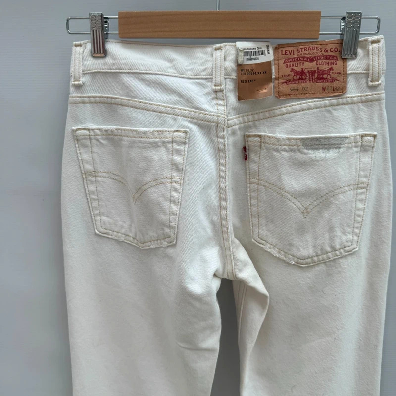 Levi's 544 Flared Jeans W27 L32 Cream Y2K Mid Rise Red Tab Brand New With Tags - Image 6