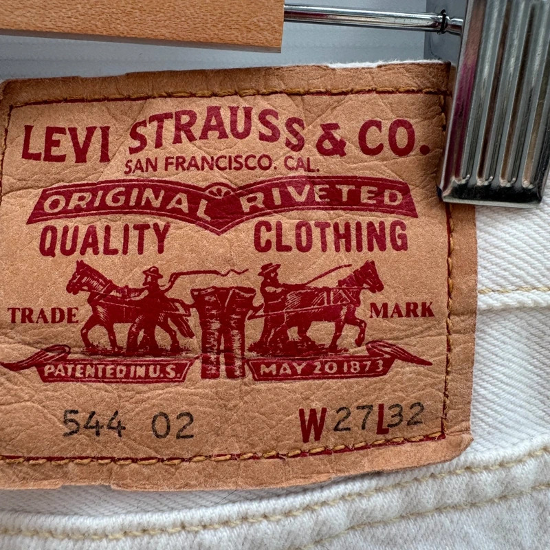Levi's 544 Flared Jeans W27 L32 Cream Y2K Mid Rise Red Tab Brand New With Tags - Image 7