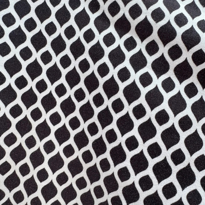 H&M Dark Grey White Geometric Print Slim Trousers UK 8 W30 L27 Cotton Blend Ankle - Image 2