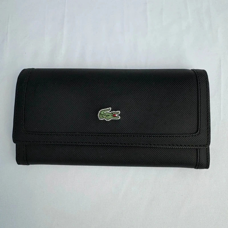 Lacoste Daily Classic Black Petit Pique Flap Wallet Purse