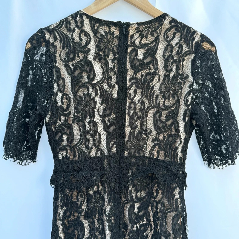 Darling London Black Lace Nude Lining Bodycon Dress Size UK 10 EU 38 - Image 8