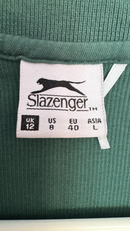 Slazenger Dark Green Ribbed Cropped Polo Top – UK 12 Tennis Logo - Image 3