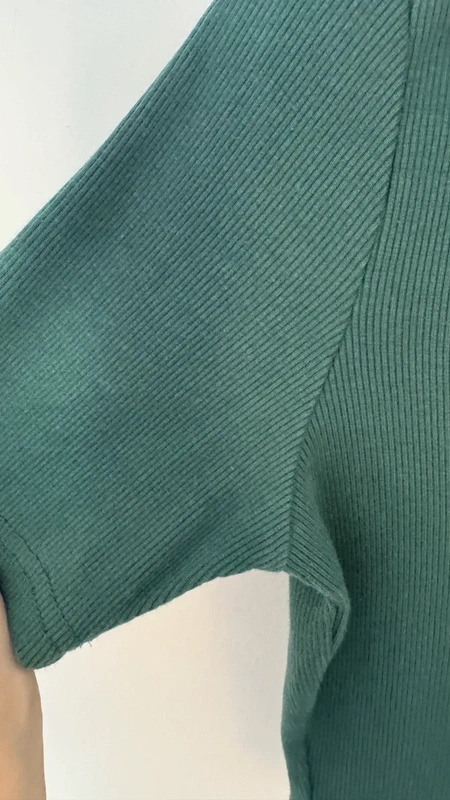 Slazenger Dark Green Ribbed Cropped Polo Top – UK 12 Tennis Logo - Image 4