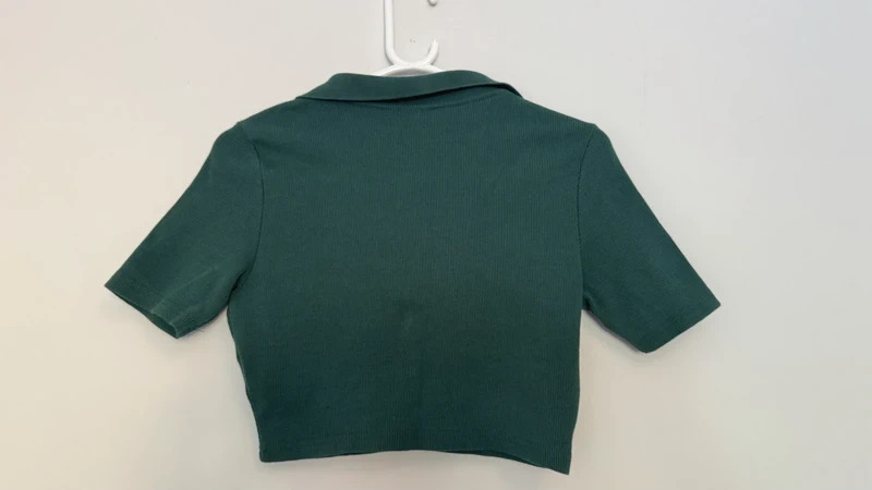 Slazenger Dark Green Ribbed Cropped Polo Top – UK 12 Tennis Logo - Image 8