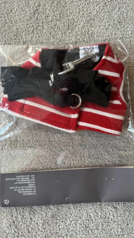 Puppy Angel Striped dog Vest Harness & Lead Set Red/White Size XS NEW