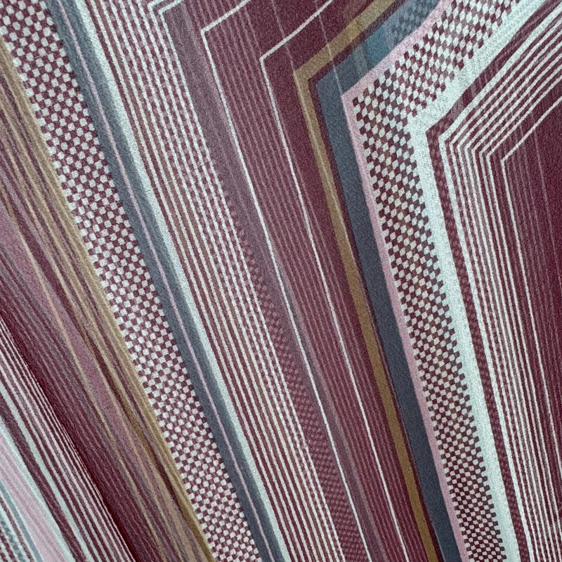 Vintage Michel Paris Silk Blend Geometric Chevron Stripe Square Scarf Earthy - Image 2